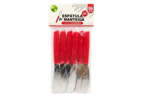 HM340 ESPATULA MANTEIGA CABO PLAST VERMELHA 6 PCS