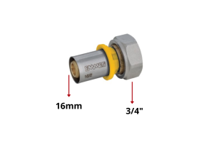 Conector Fêmea com Porca Giratória Gás Multicamada 16mm x 3/4