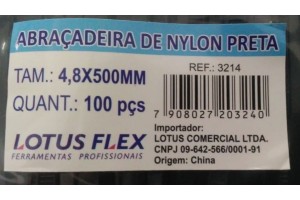 LOTUS 3214 ABRACADEIRA PRETA 4,8 X 500 MM 100 PCS