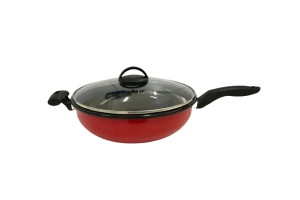 ESMALTE FRIGIDEIRA 28 CM WORK VERMELHO TAMPA VIDRO