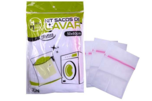 HM323 SACOS PARA LAVAR ROUPAS COM 3 PCS 50X60CM