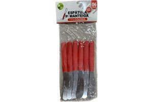 HM340 ESPATULA MANTEIGA CABO PLAST VERMELHA 6 PCS